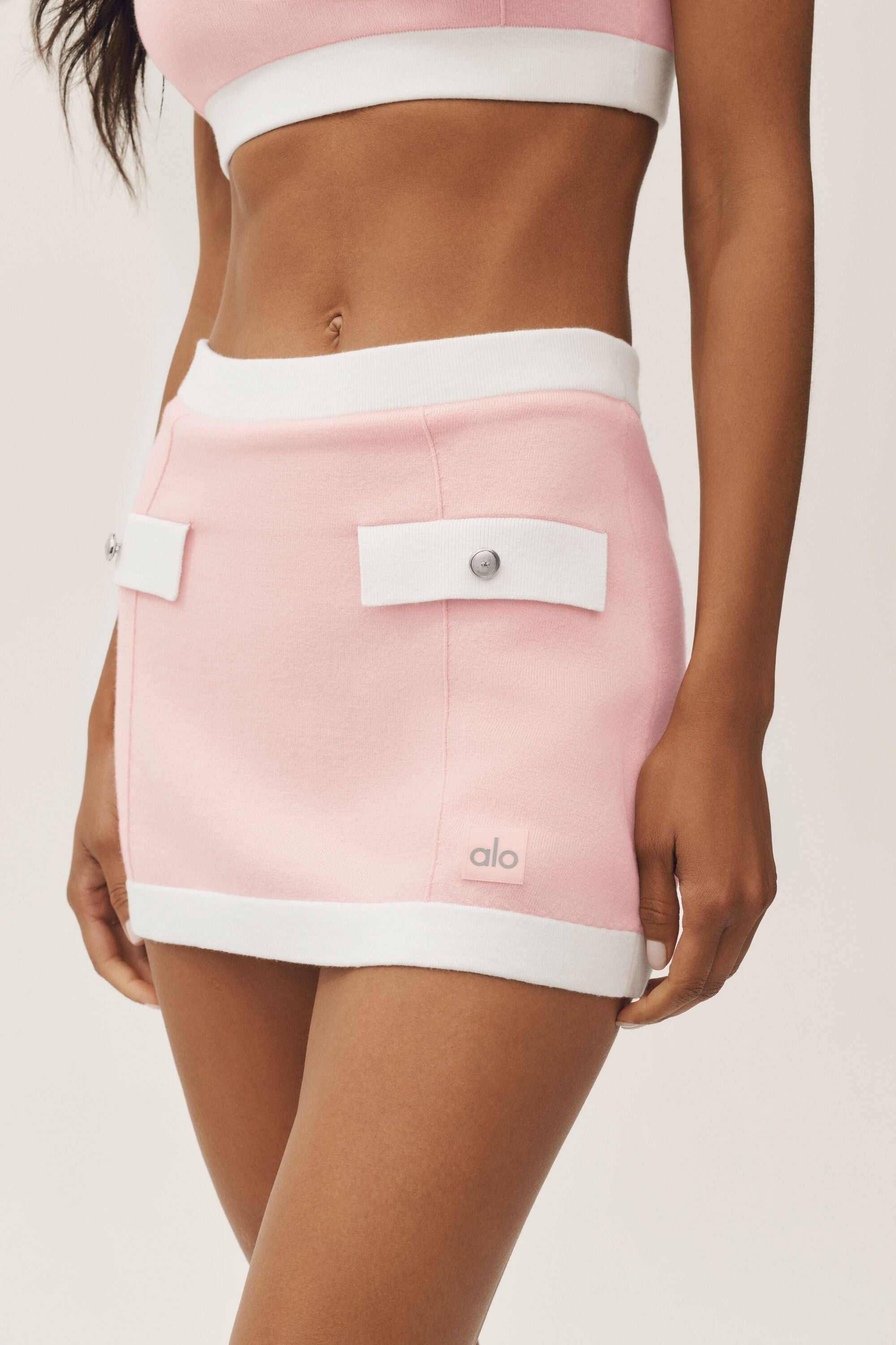 Cotton Cashmere High-Waist Capri Dream Skirt - Sundrenched Pink/White image 3
