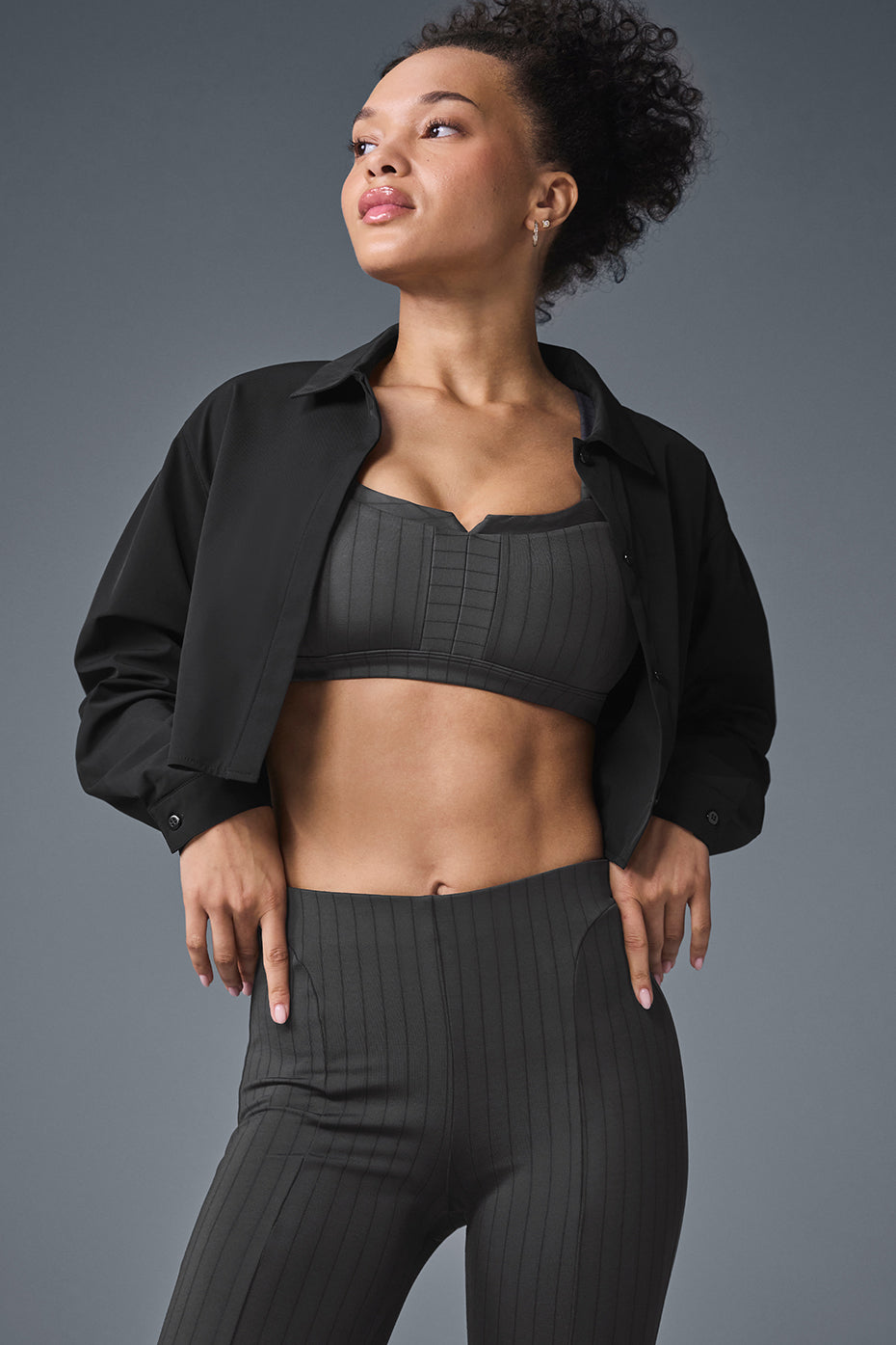 Cropped Take Me Out Button Up - Black image 1