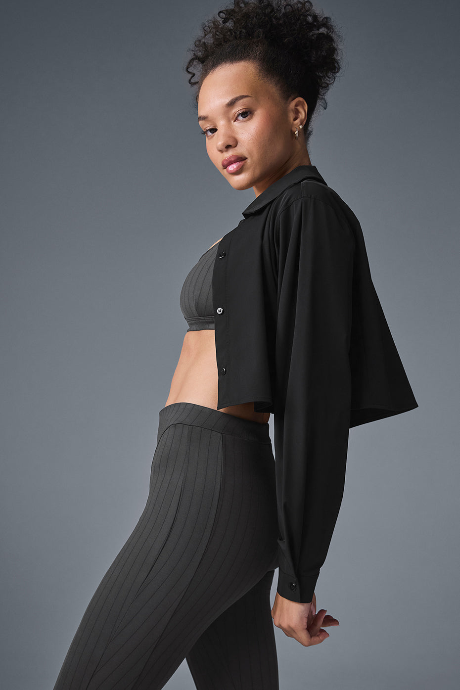 Cropped Take Me Out Button Up - Black image 3
