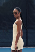 Tennis Club Sweater Knit Dress - Oatmeal/White image 1