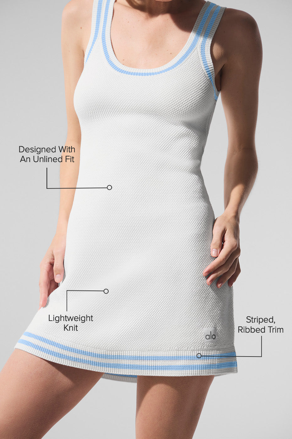 Tennis Club Sweater Knit Dress - White/Seashell Blue image 2