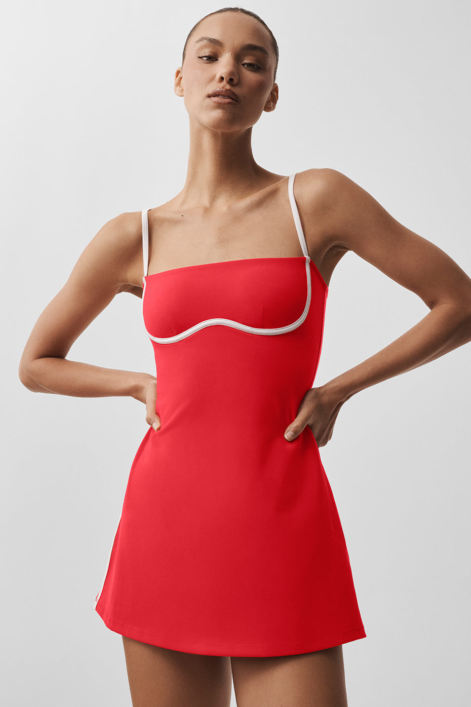 Airbrush Streamlined Dress - Bright Red/White image 1