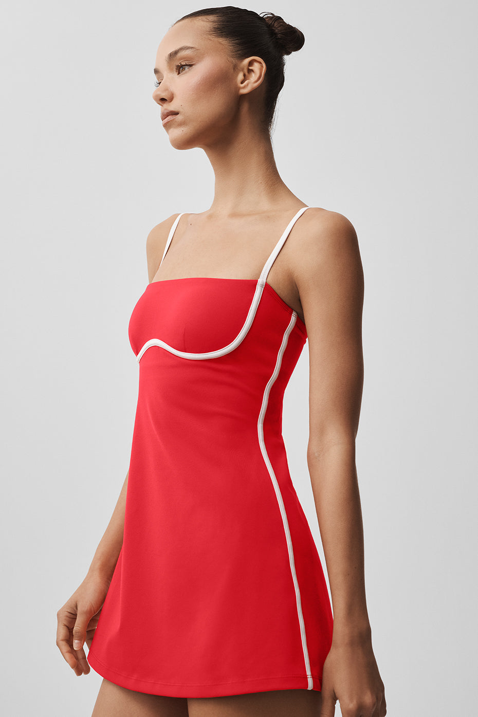 Airbrush Streamlined Dress - Bright Red/White image 4