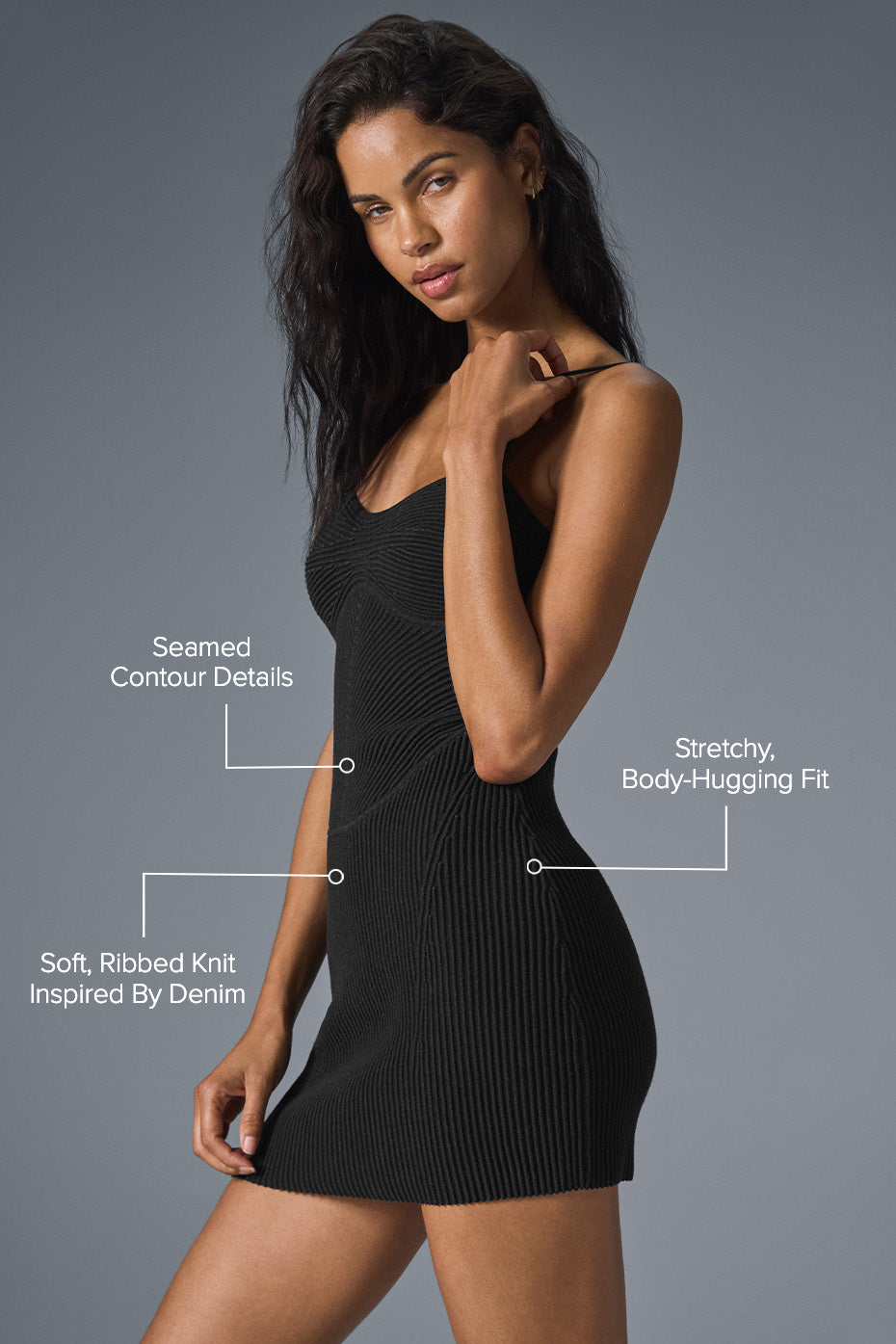 Denim Knit Mini Dress - Black/Anthracite image 2