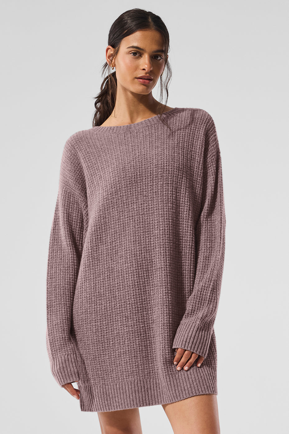 Cashmere Plush Waffle Dress - Mushroom Heather image 1