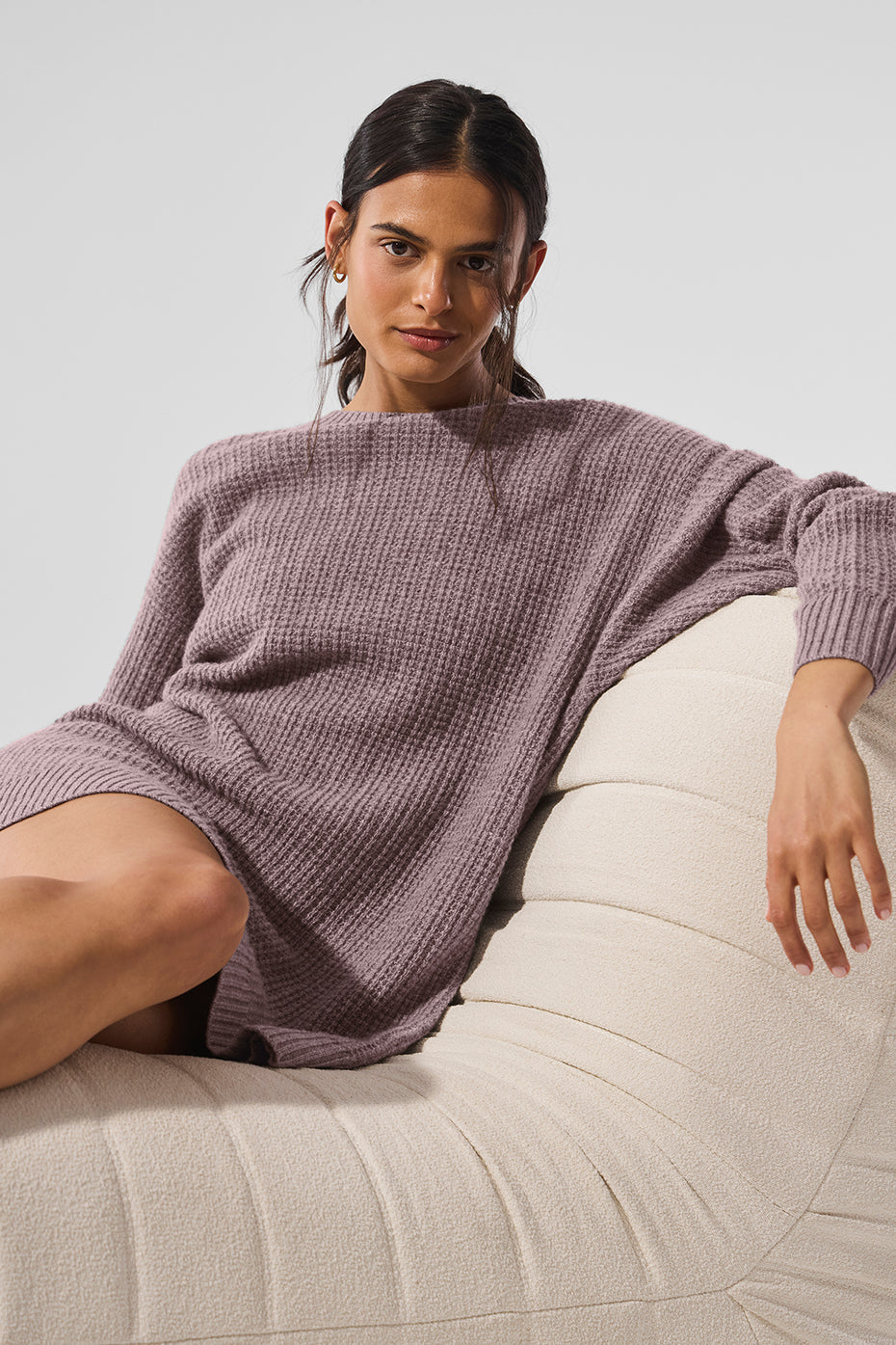 Cashmere Plush Waffle Dress - Mushroom Heather image 4