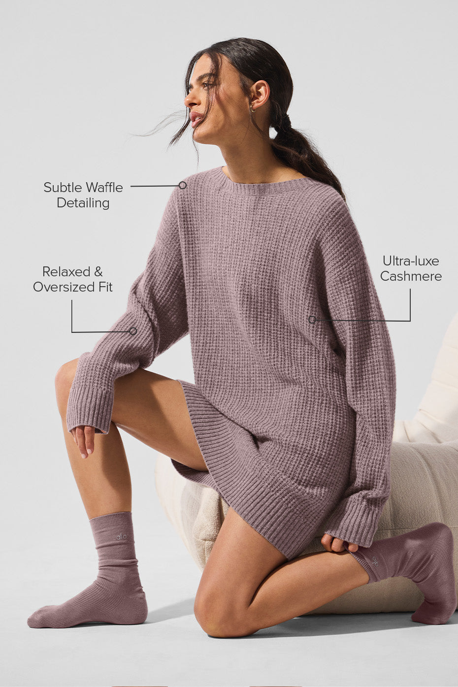 Cashmere Plush Waffle Dress - Mushroom Heather image 2