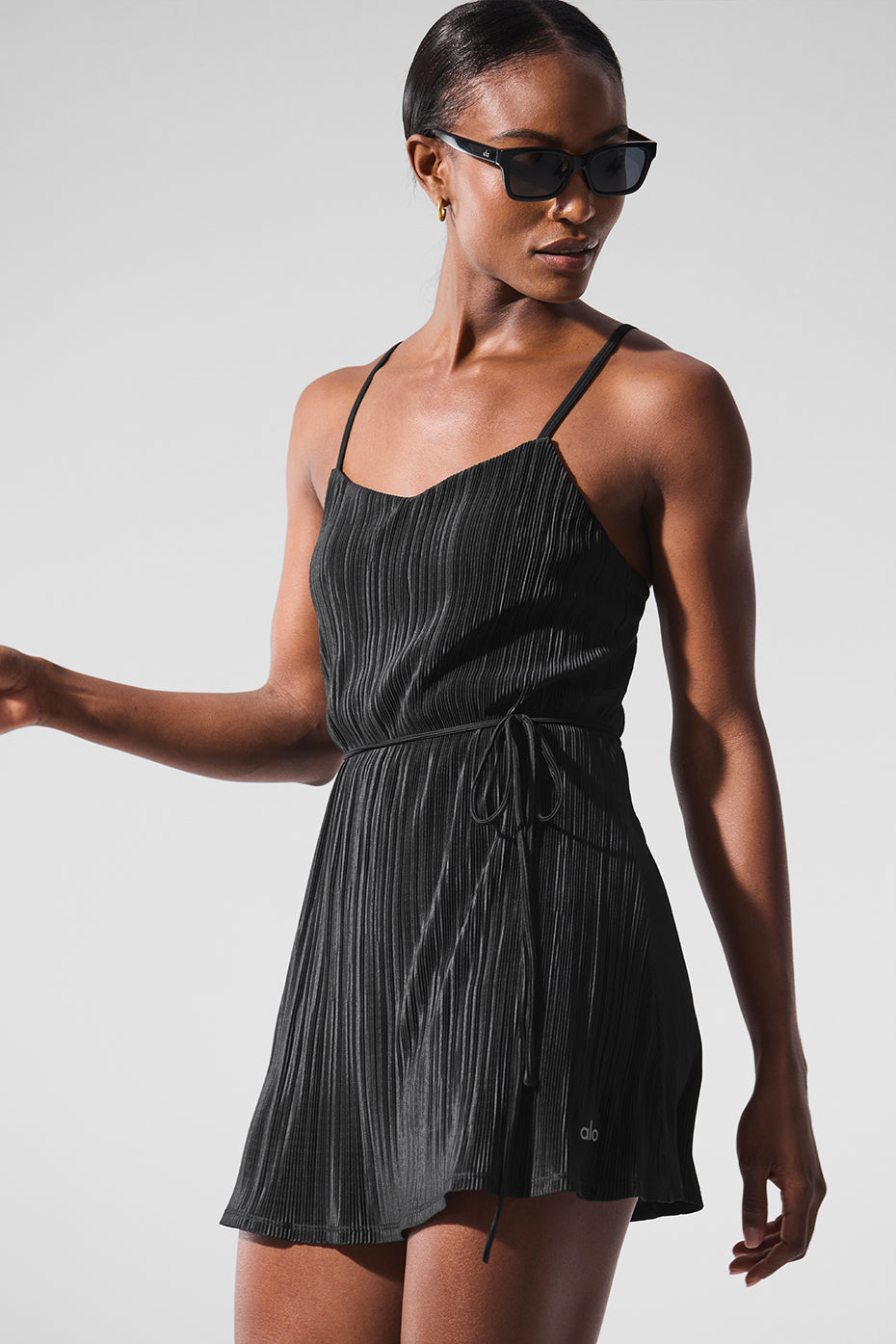 Micro Plisse Game On Tennis Dress - Black image 1