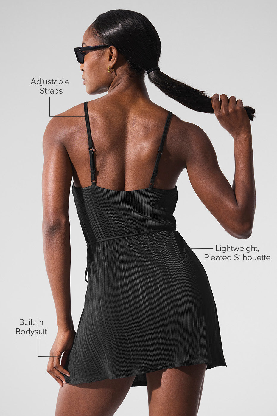 Micro Plisse Game On Tennis Dress - Black image 2