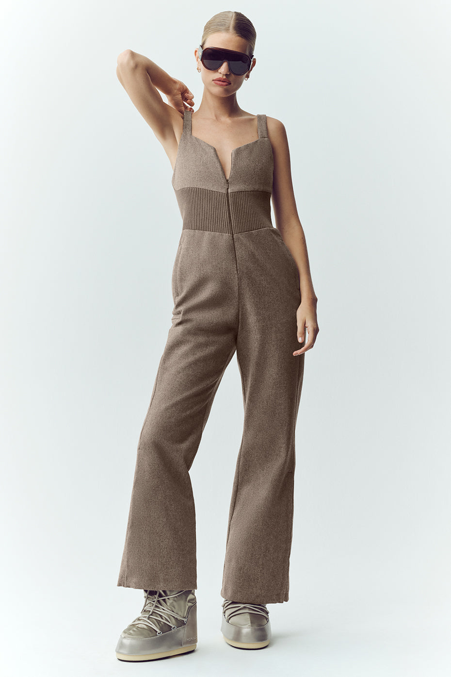 Wool Blend Bunny Slope Bib - Alpine Cocoa Heather image 1