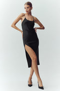 Silk Luminous Slip Dress - Black image 1