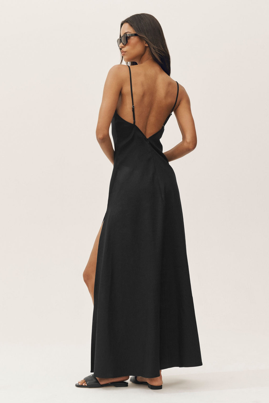 Linen Blend Riviera Maxi Dress - Black image 2