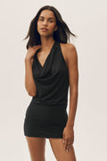 Summer Soiree Halter Mini Dress - Black image 1