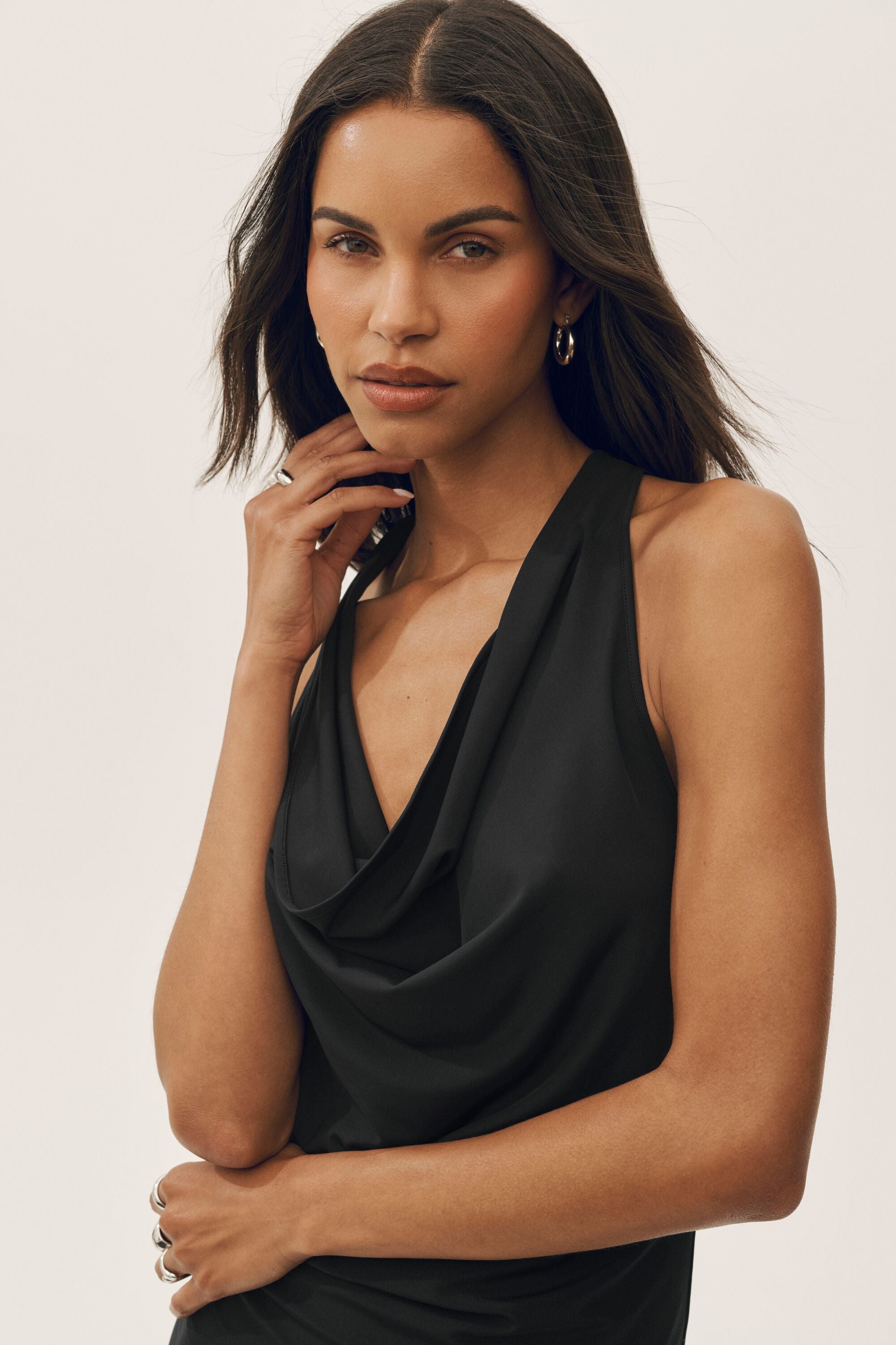 Summer Soiree Halter Mini Dress - Black image 3