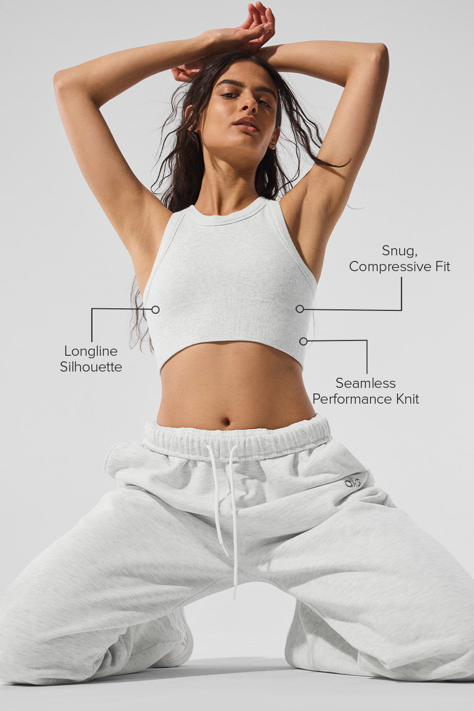 Seamless Delight High Neck Bra - White Heather image 2