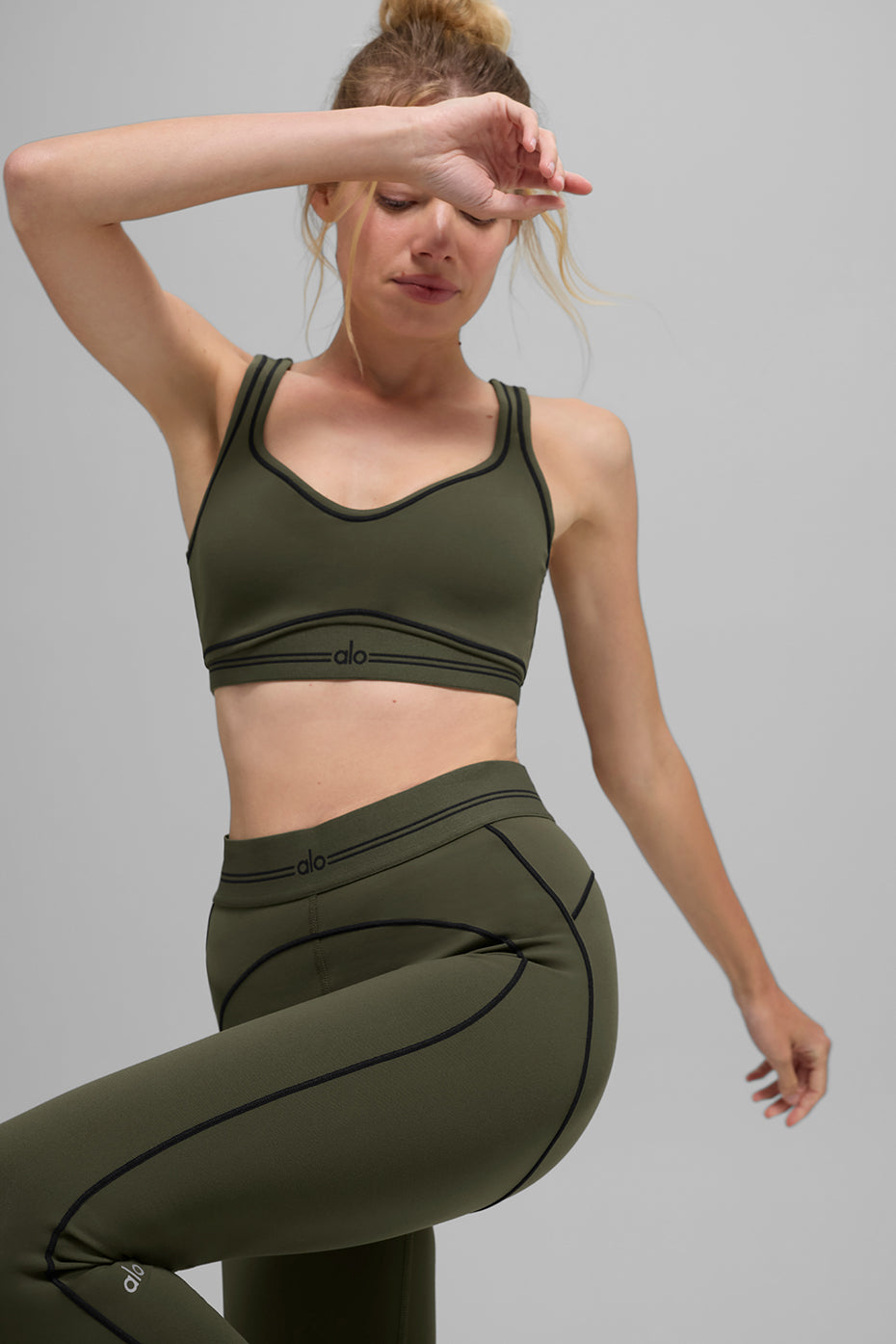 Airbrush Heart Throb Bra - Green Olive/Black image 4