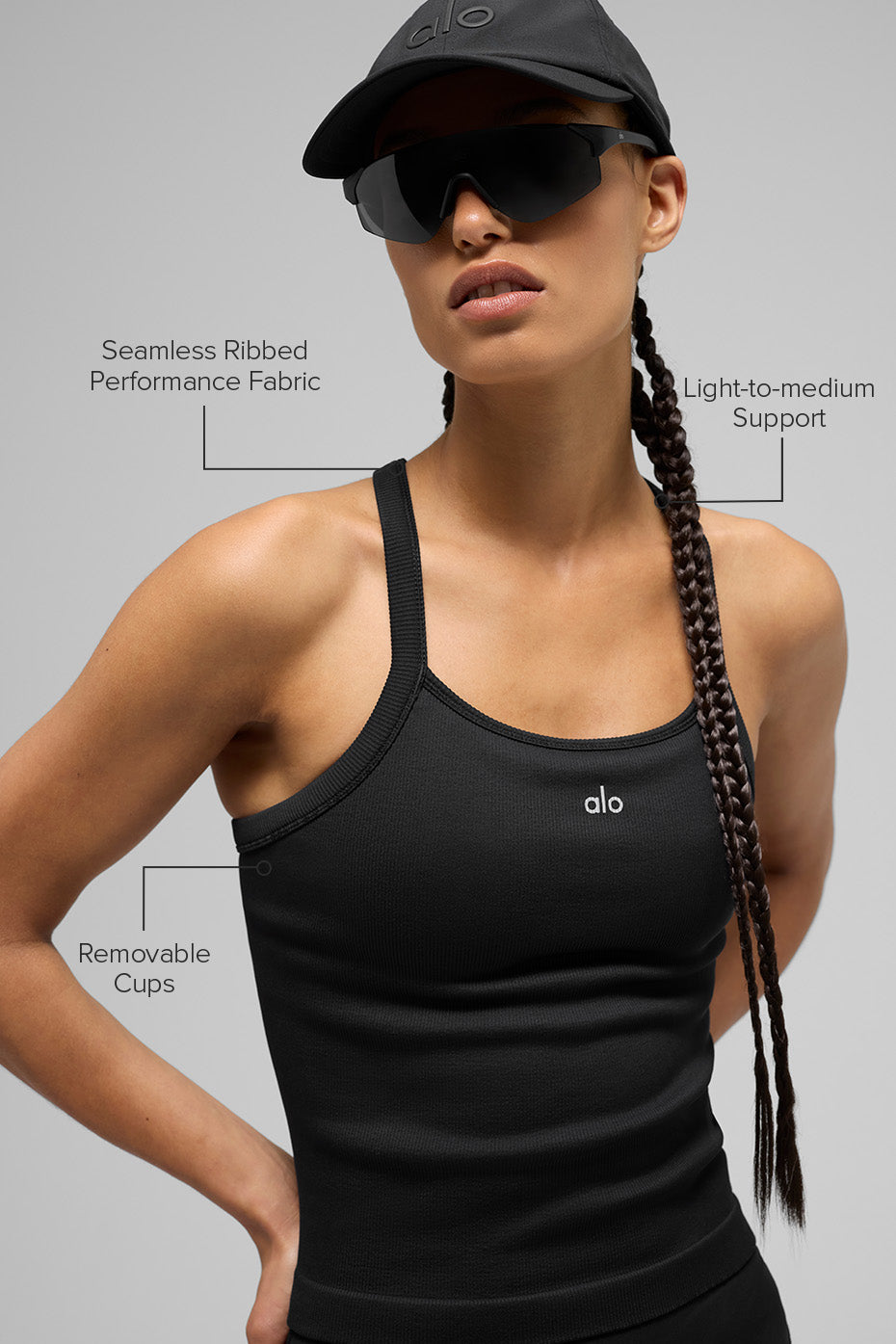 Seamless Ribbed Favorite Full Length Bra Tank - Black image 2