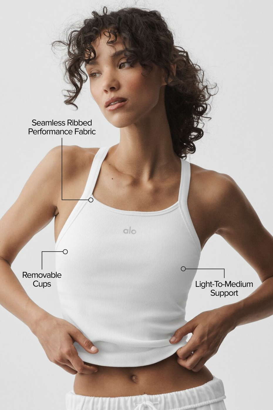 Seamless Ribbed Favorite Full Length Bra Tank - White image 2