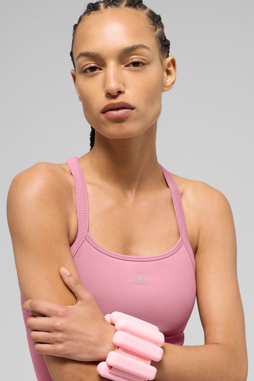 Seamless Ribbed Favorite Full Length Bra Tank - Pink Wild Rose image 3