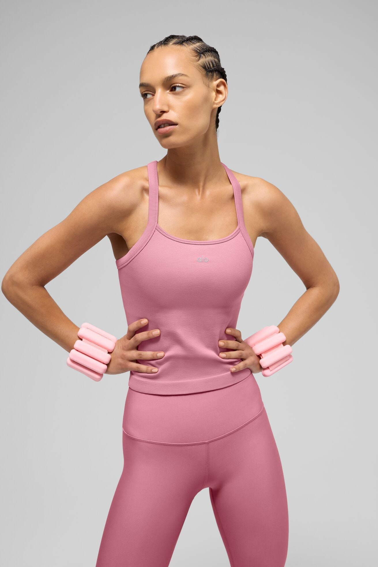 Seamless Ribbed Favorite Full Length Bra Tank - Pink Wild Rose image 1