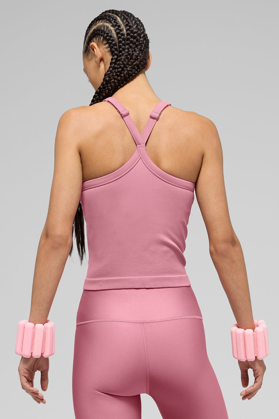 Seamless Ribbed Favorite Full Length Bra Tank - Pink Wild Rose image 2
