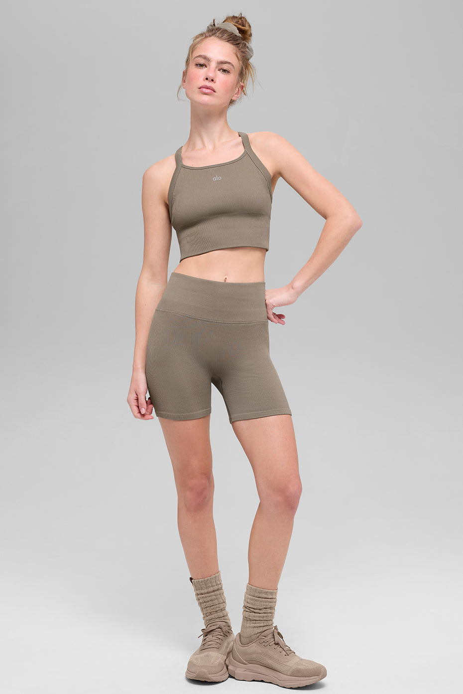 Seamless Ribbed Favorite Bra Tank - Light Cocoa image 4