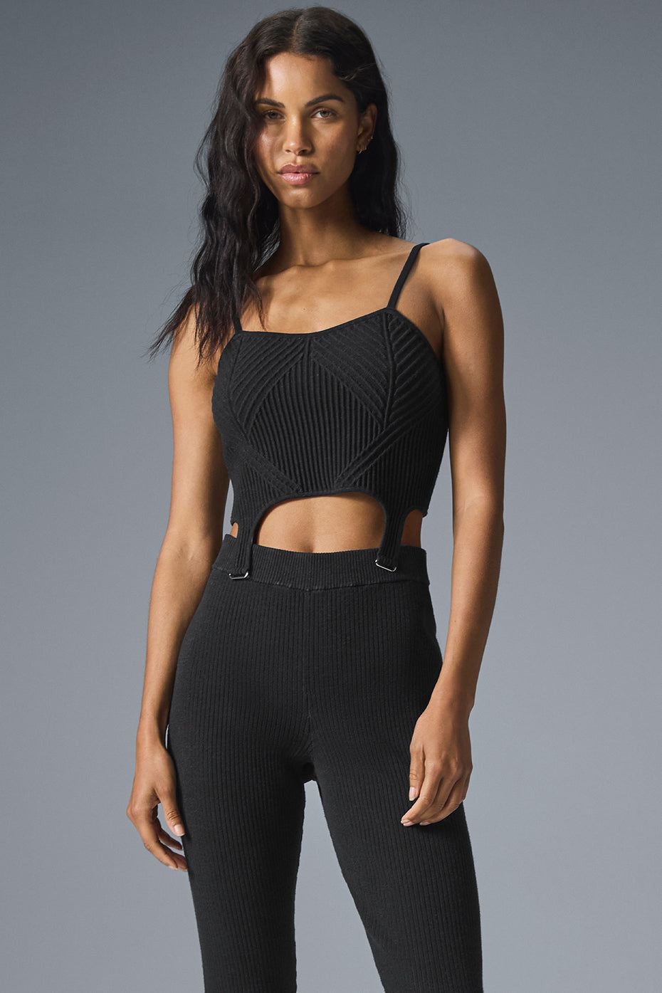 Denim Knit Garter Tank - Black/Anthracite image 1
