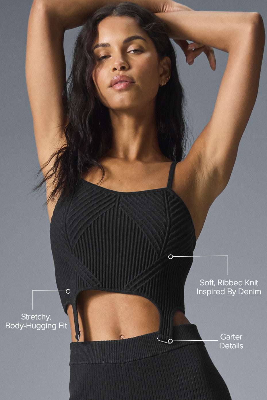 Denim Knit Garter Tank - Black/Anthracite image 2