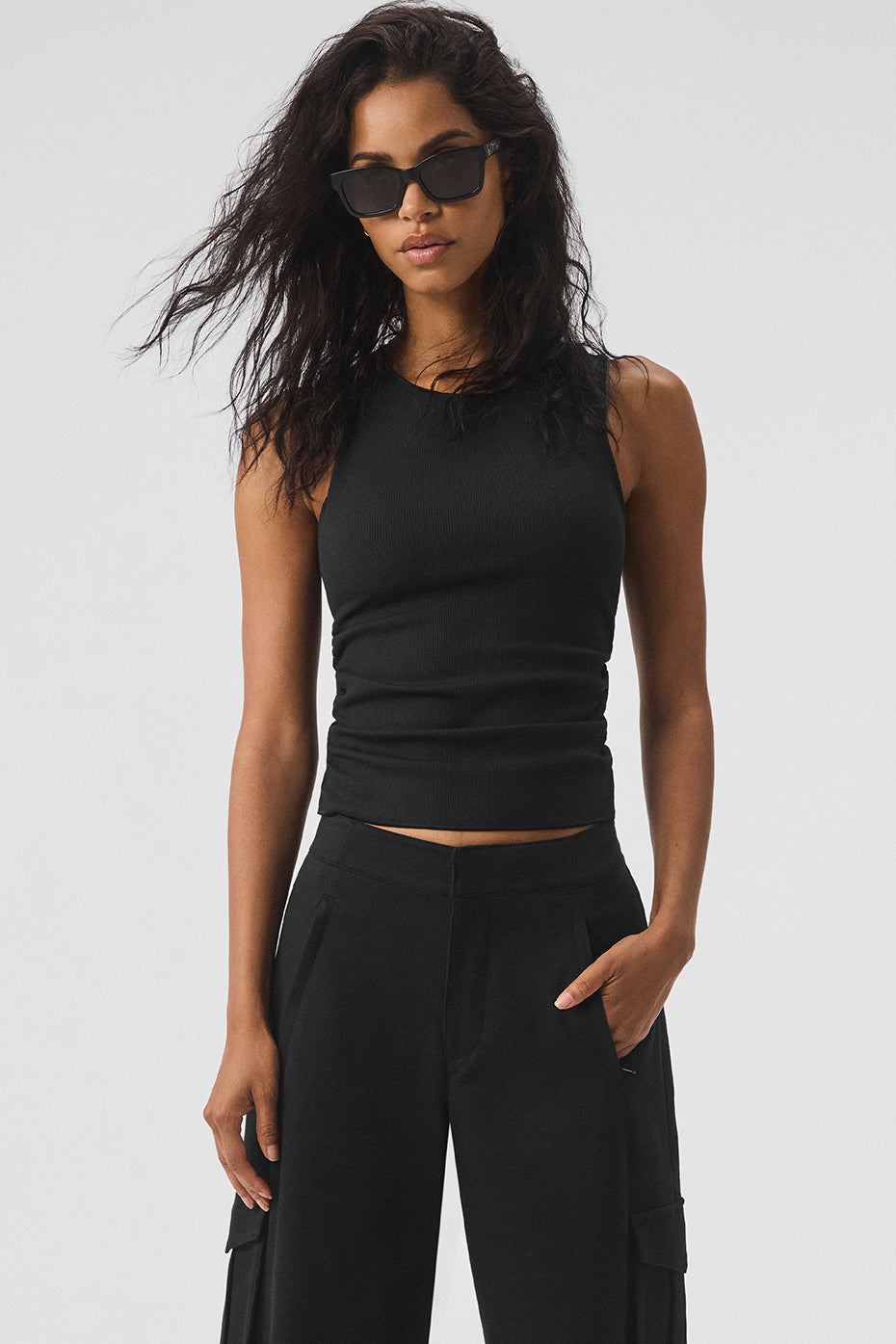Ribbed En Pointe Tank - Black image 1