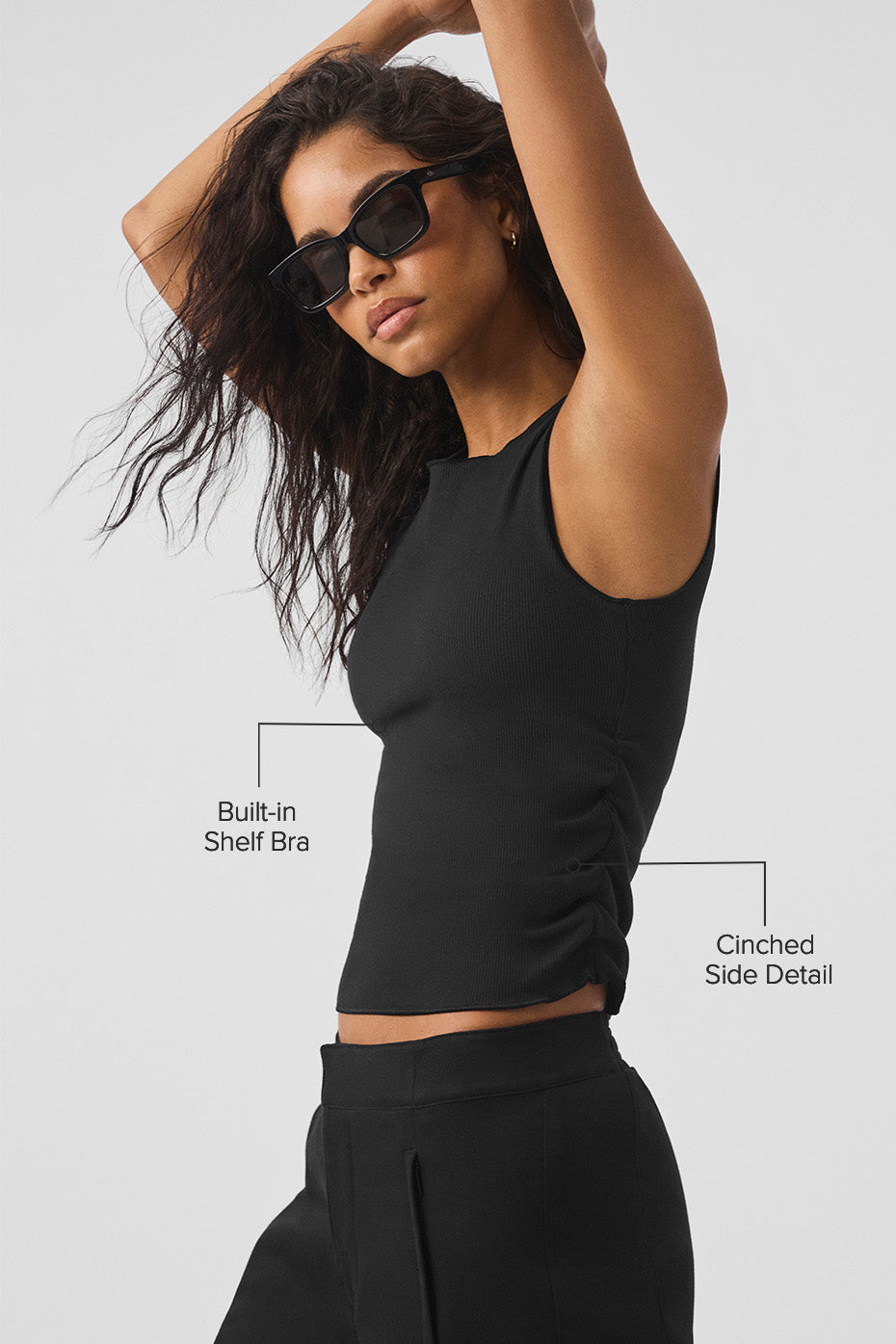 Ribbed En Pointe Tank - Black image 2