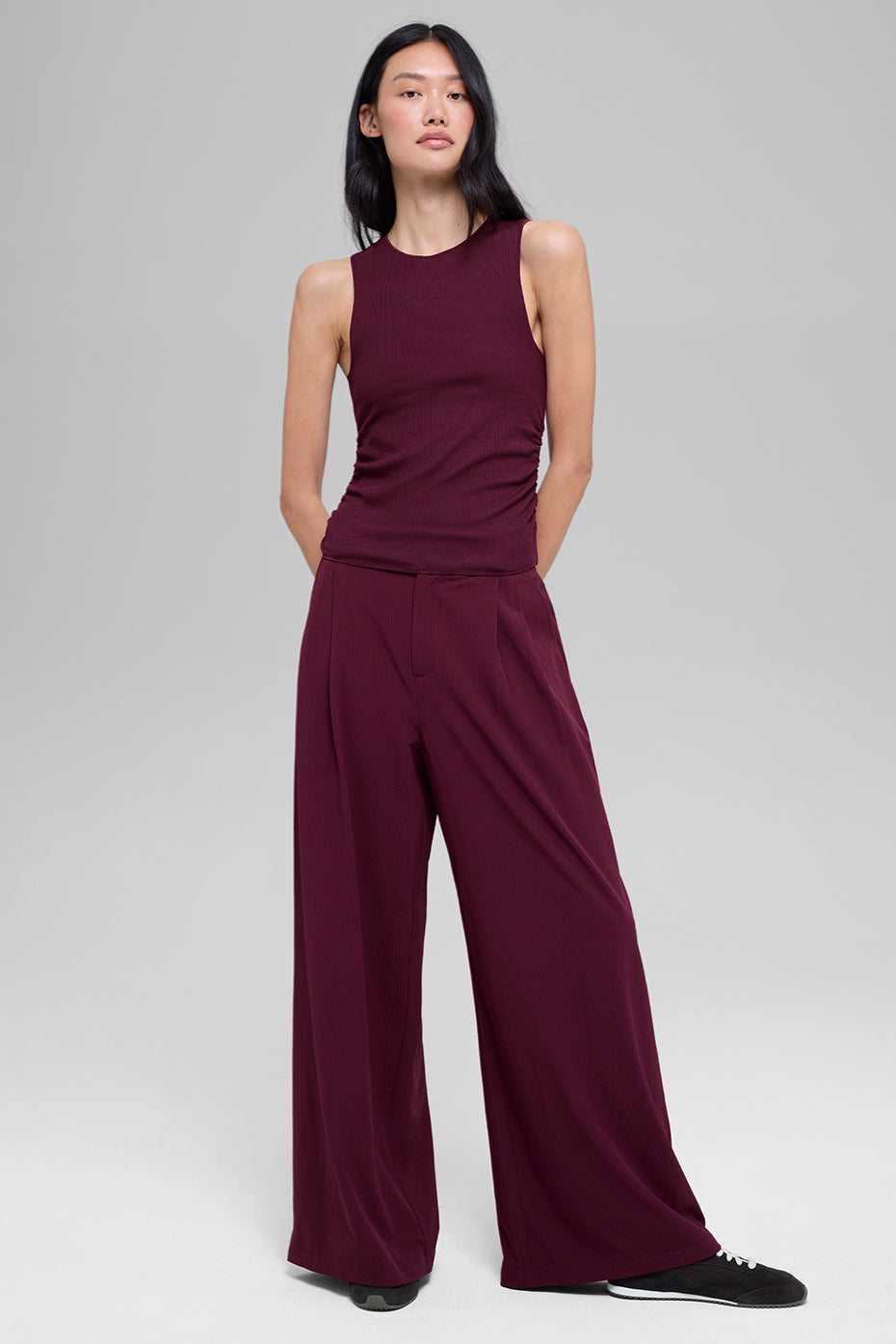 Ribbed En Pointe Tank - Burgundy image 5