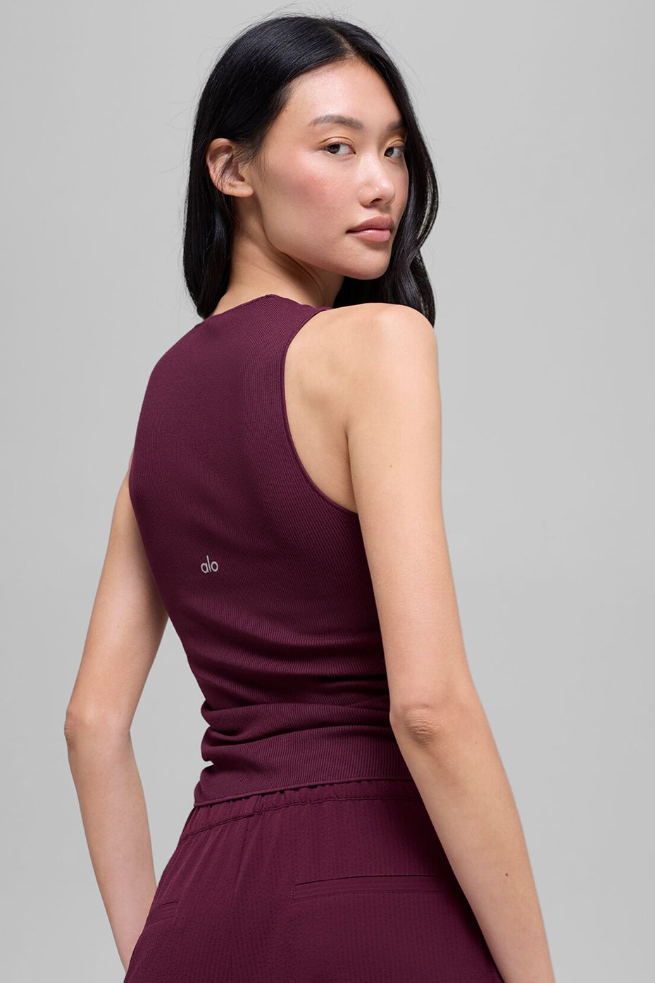 Ribbed En Pointe Tank - Burgundy image 4
