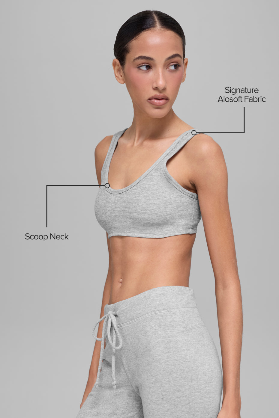 Alosoft Center Stage Bra - Athletic Heather Grey image 2