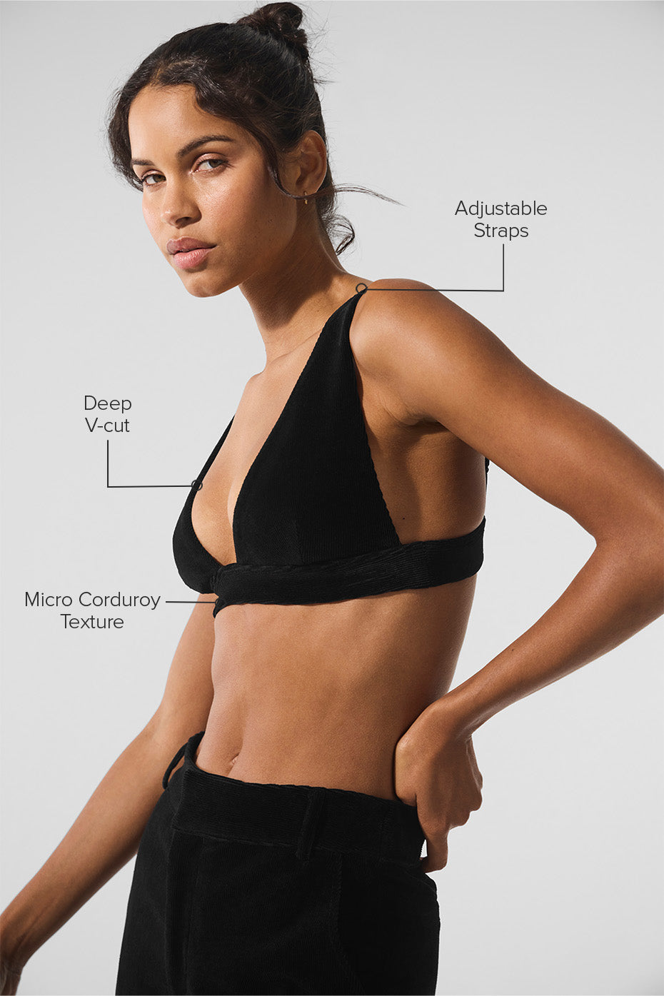 Micro Corduroy Dreamer Bra - Black image 2