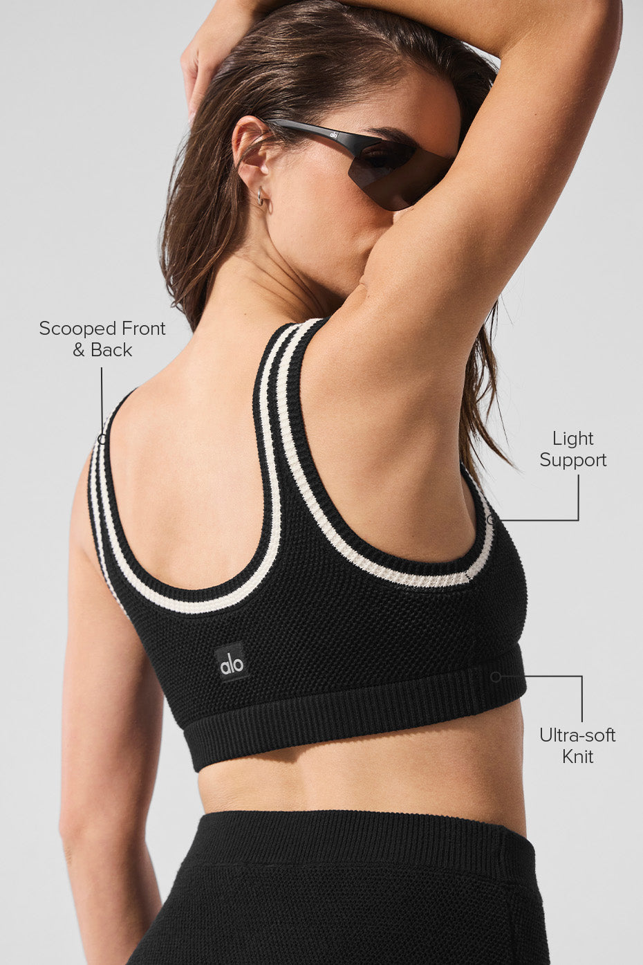 Tennis Club Sweater Knit Bra - Black/Ivory image 2