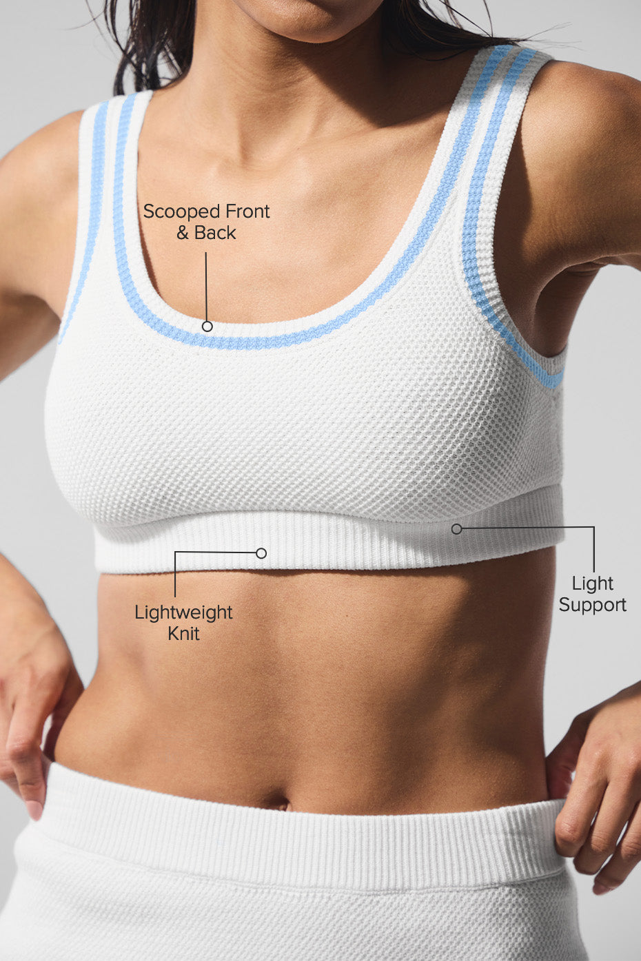 Tennis Club Sweater Knit Bra - White/Seashell Blue image 2