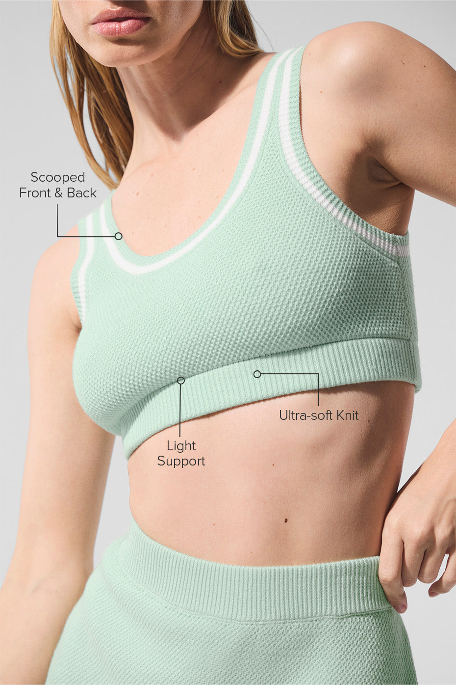 Tennis Club Sweater Knit Bra - Spearmint/White image 3