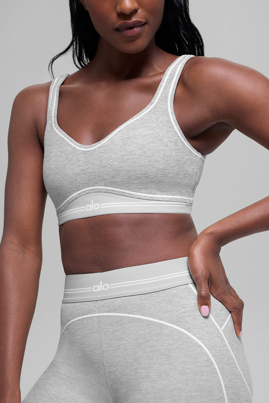 Alosoft Heart Throb Bra - Athletic Heather Grey/White image 5