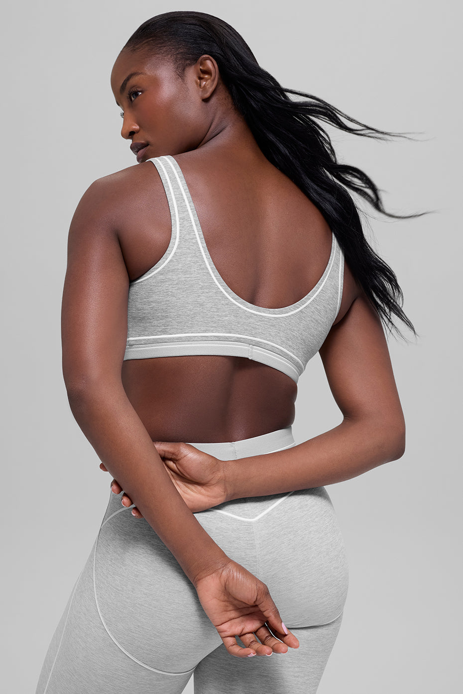 Alosoft Heart Throb Bra - Athletic Heather Grey/White image 3