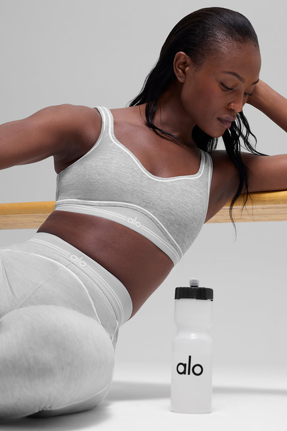 Alosoft Heart Throb Bra - Athletic Heather Grey/White image 2