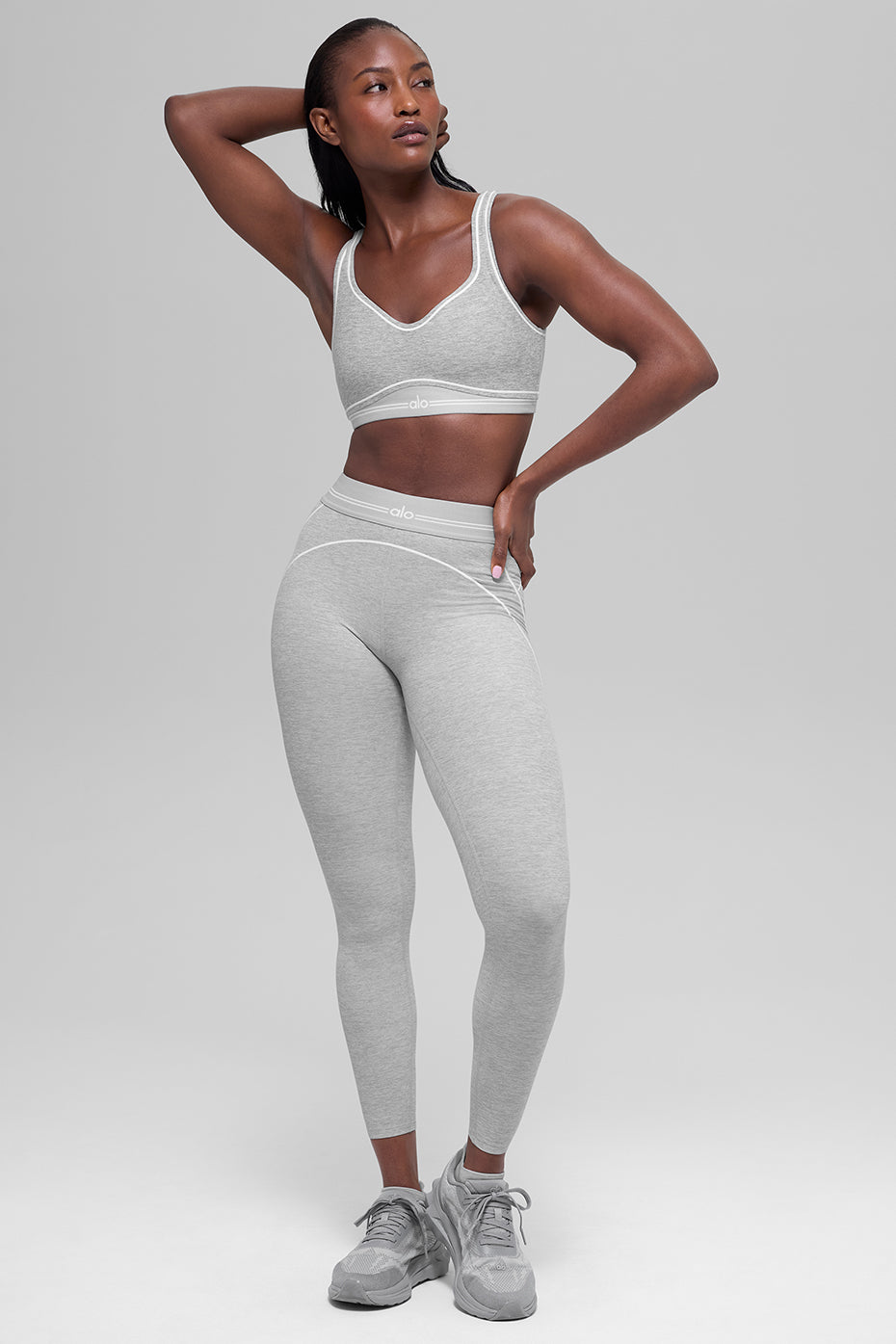Alosoft Heart Throb Bra - Athletic Heather Grey/White image 6