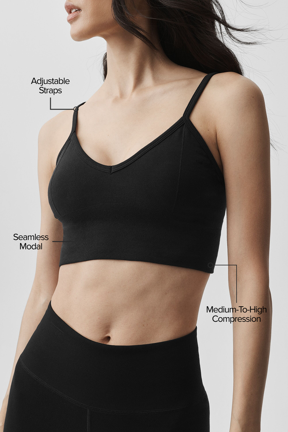Seamless Modal Ribbed Delight Bralette - Black image 2
