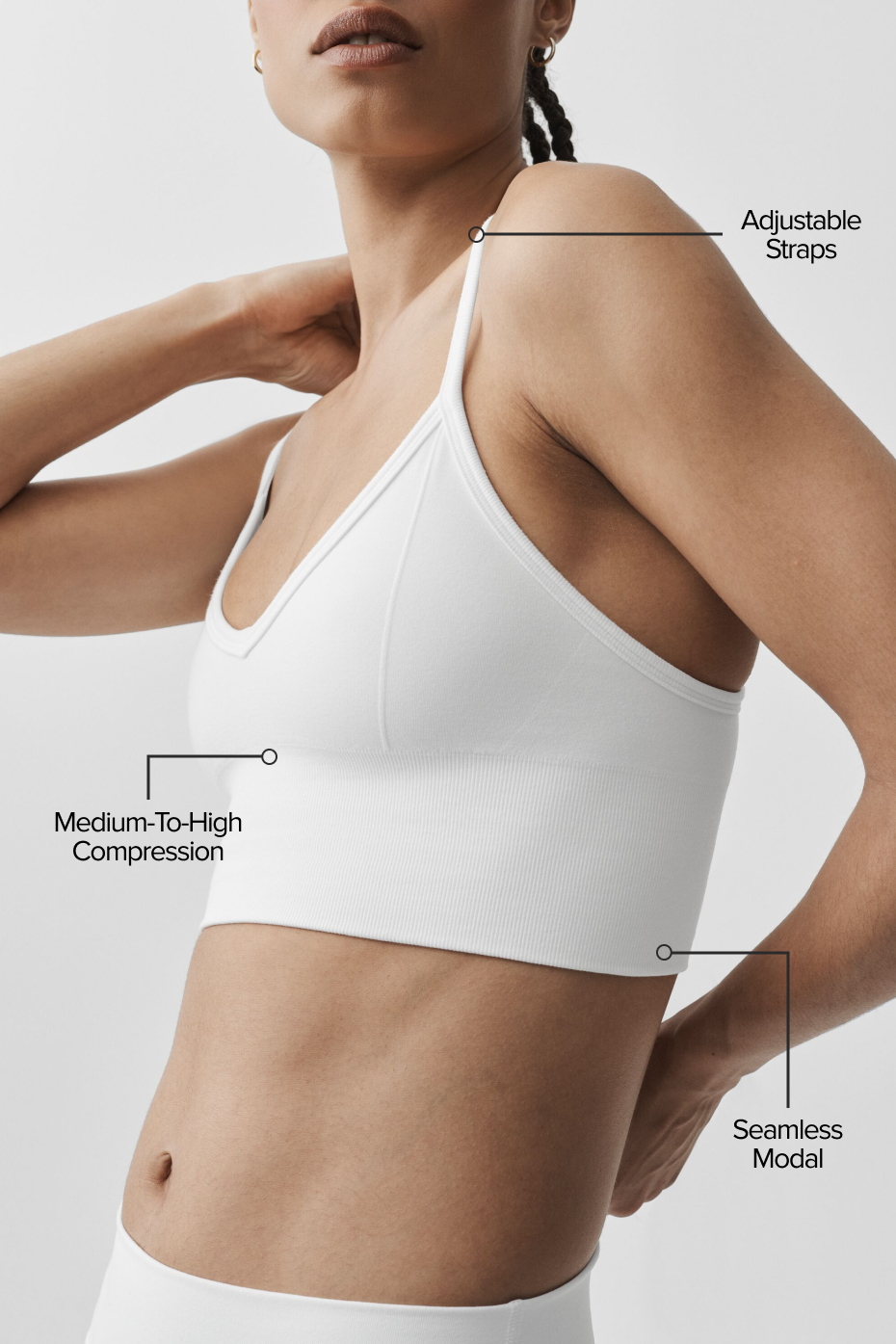 Seamless Modal Ribbed Delight Bralette - White image 2