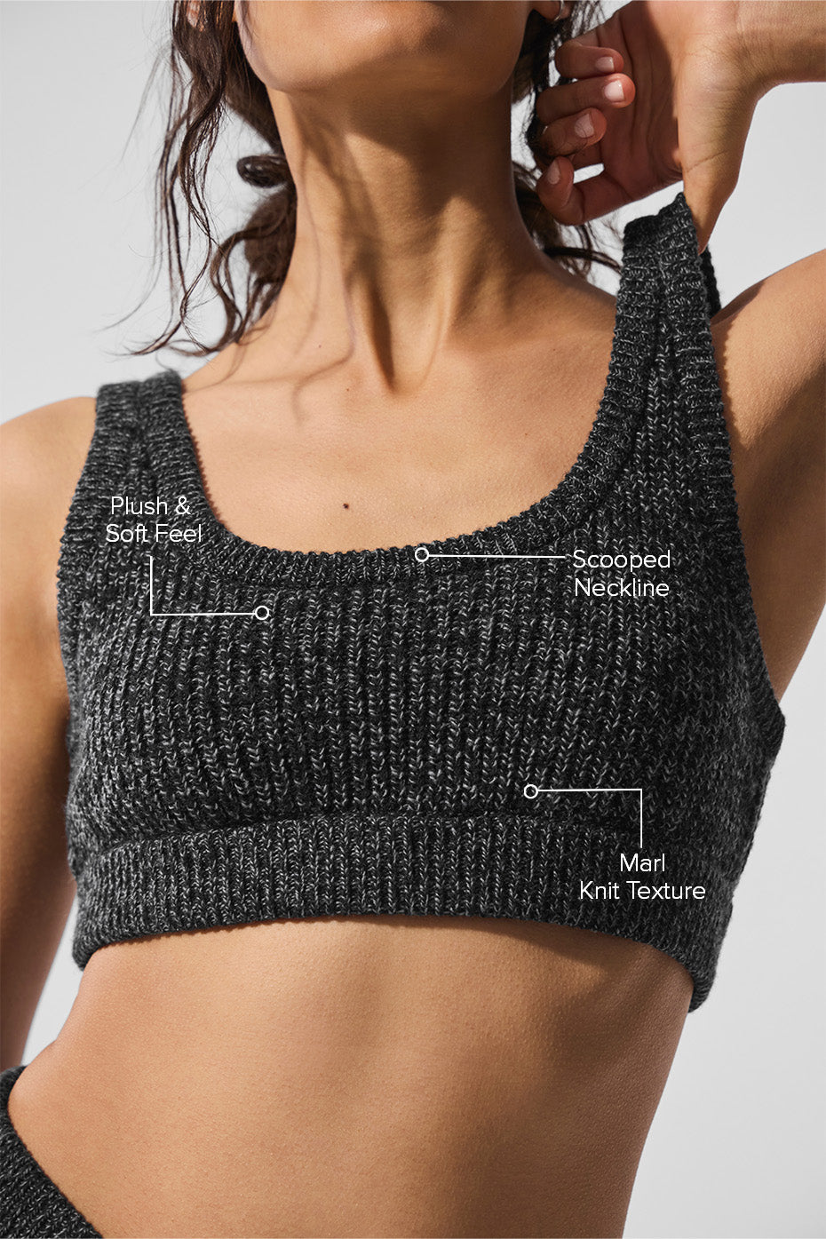Marl Sweater Bra - Black Marl image 2