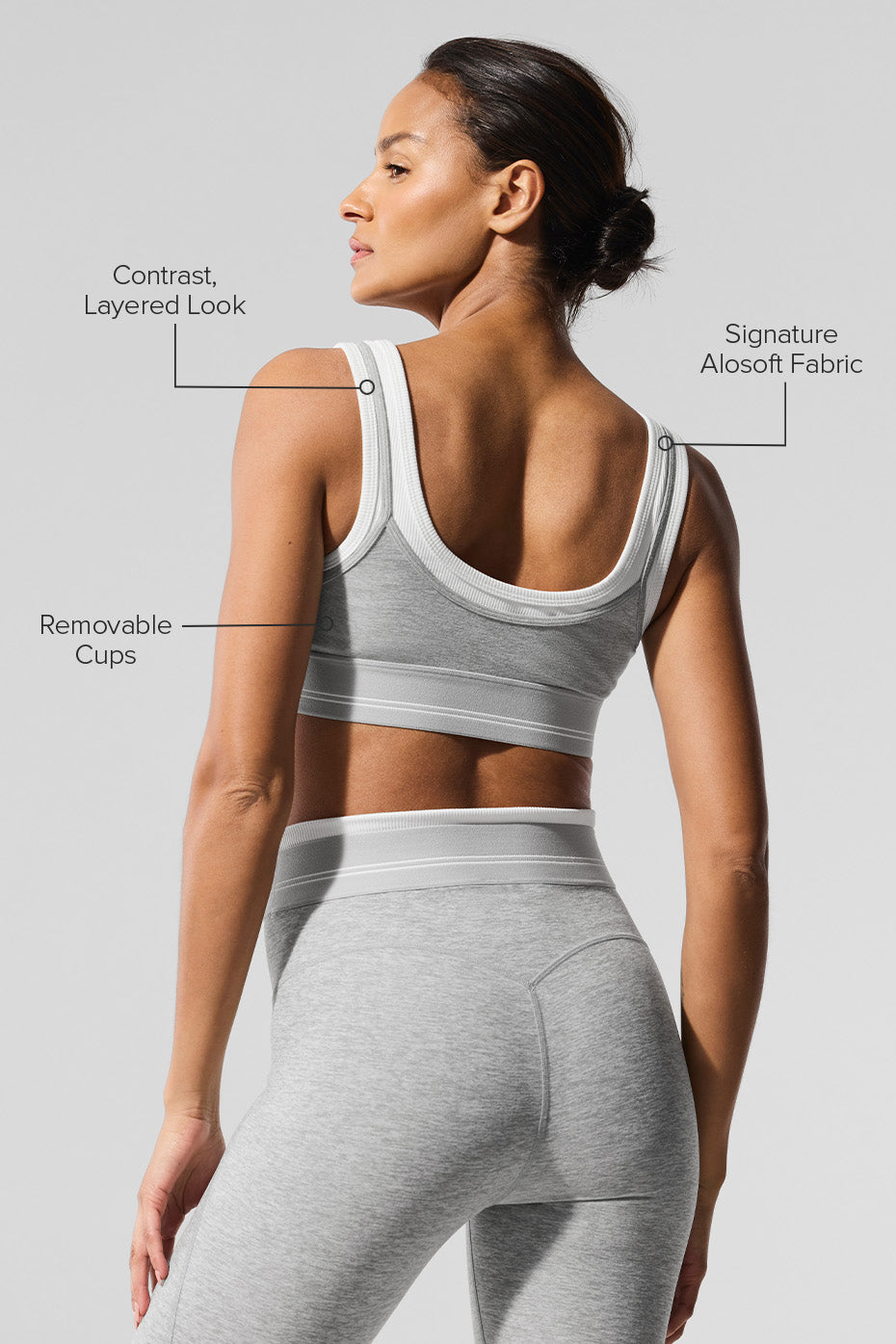 Alosoft Better Together Bra - Athletic Heather Grey/White image 2