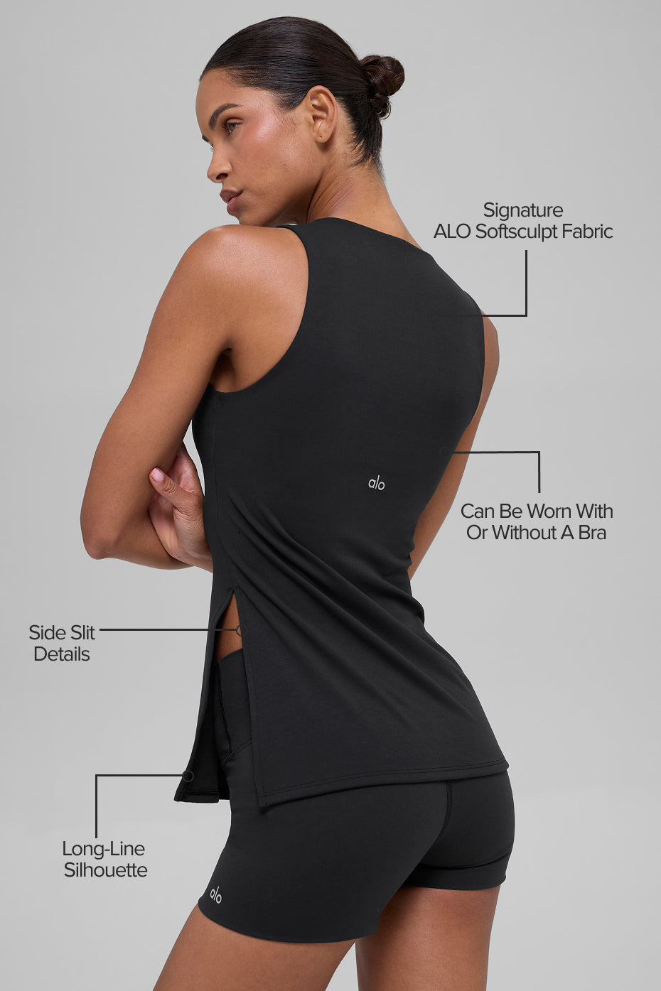 ALO Softsculpt Precision Full Length Bra Tank - Black image 2