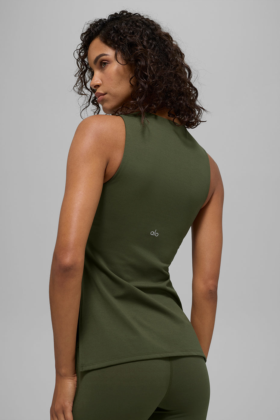ALO Softsculpt Precision Full Length Bra Tank - Green Olive image 2