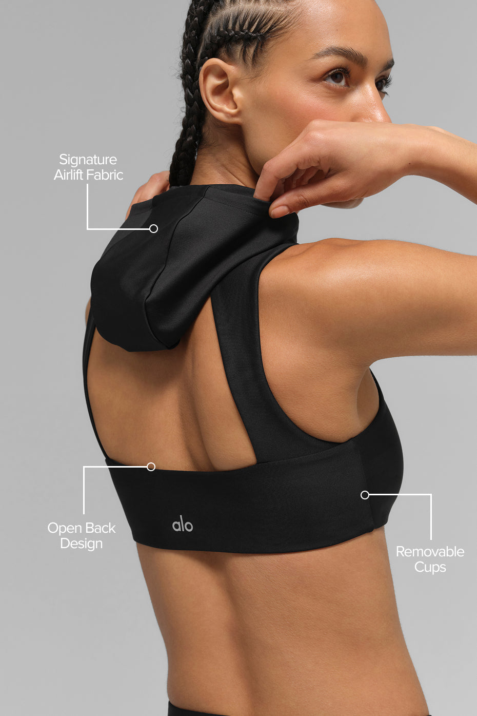 Airlift Light Speed Hooded Bra - Black image 2