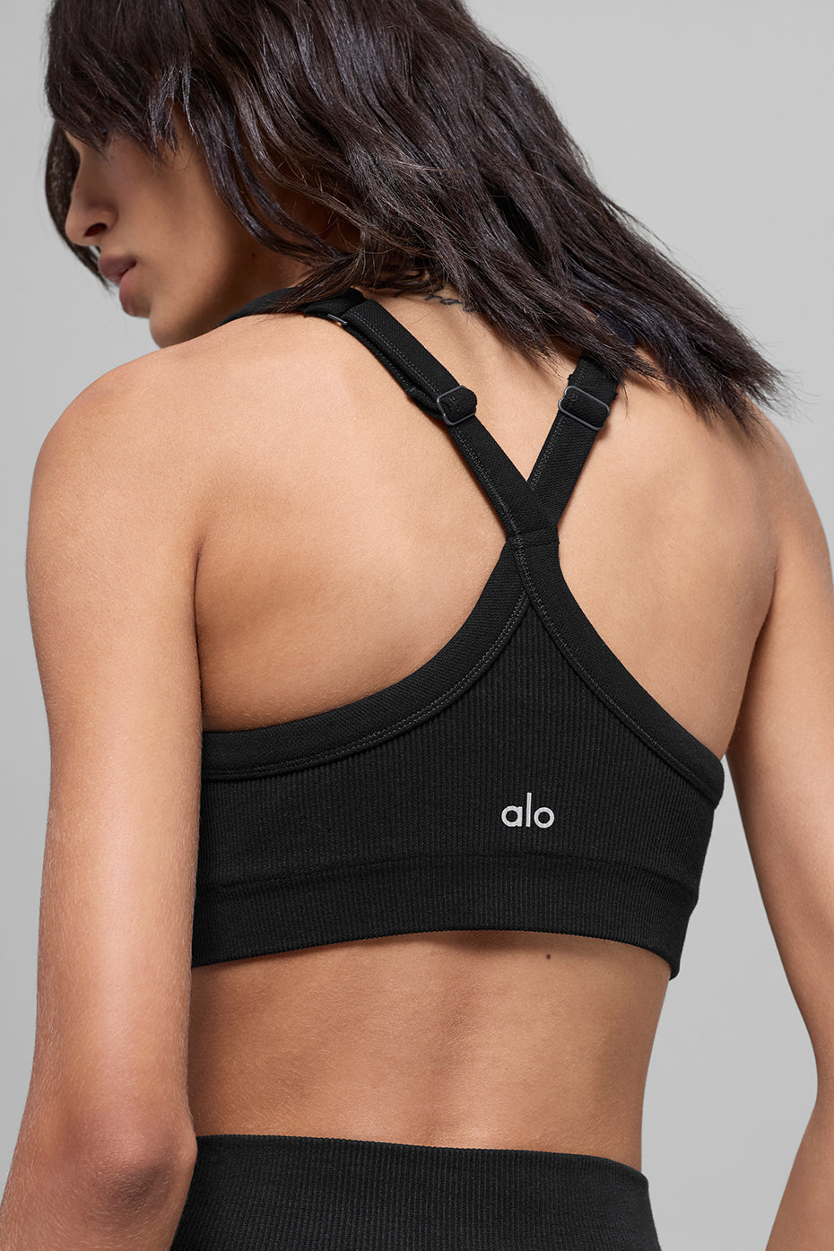 Seamless Two Tone Rib Bra - Black image 3