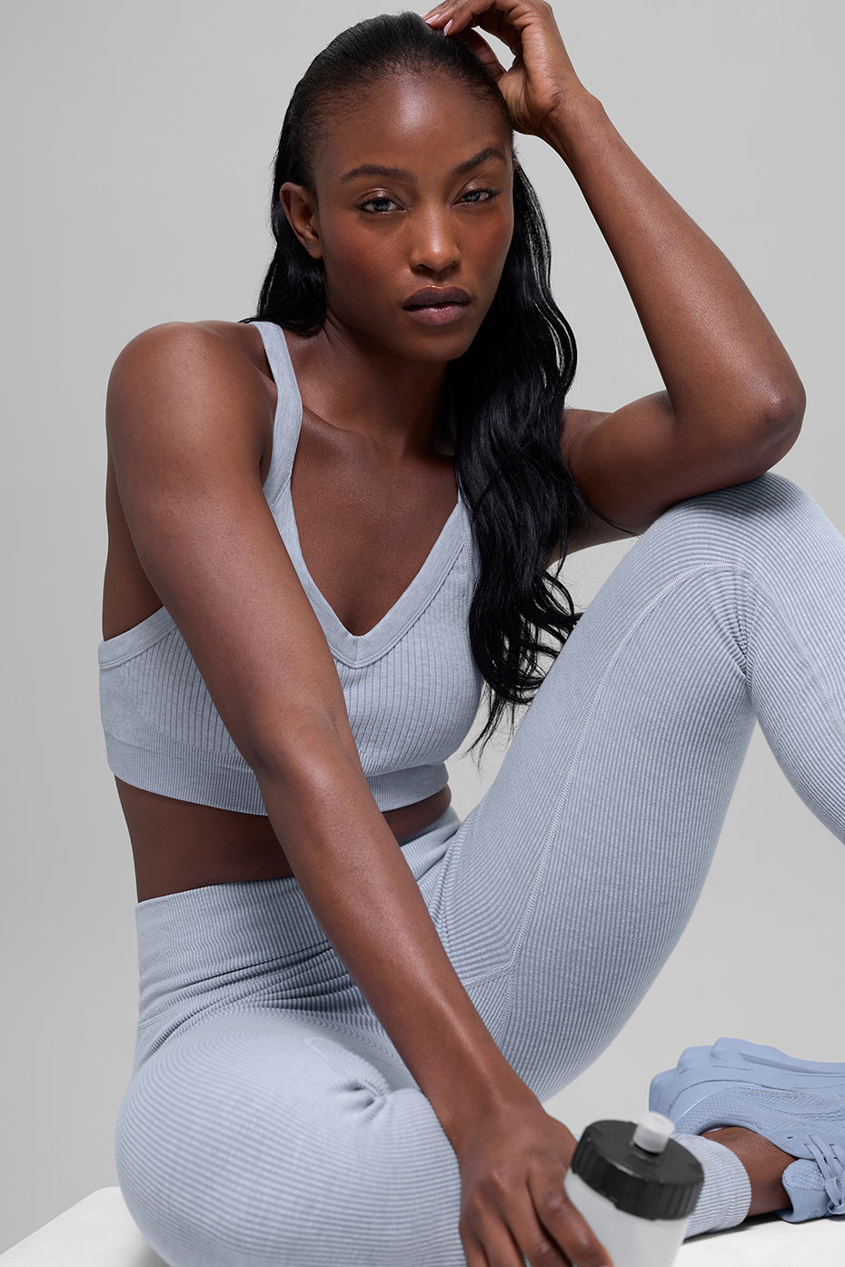 Seamless Two Tone Rib Bra - Winter Frost Heather image 1